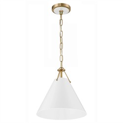 Isaiah Updated Traditional White Steel Shade 1 Light Mini Pendant|