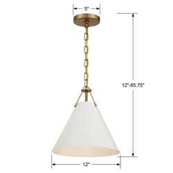 Isaiah Updated Traditional White Steel Shade 1 Light Mini Pendant|
