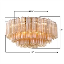 Corin Updated Traditional Amber Glass Aged Brass 16 Light Flush Mount|