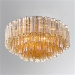 Corin Updated Traditional Amber Glass Aged Brass 16 Light Flush Mount|