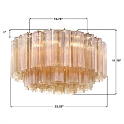 Corin Updated Traditional Amber Glass Aged Brass 7 Light Flush Mount|