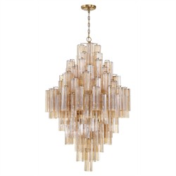 Corin Updated Traditional Amber Glass Aged Brass 20 Light Chandelier|