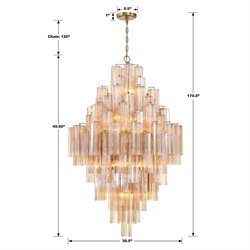 Corin Updated Traditional Amber Glass Aged Brass 20 Light Chandelier|