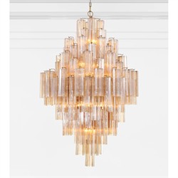 Corin Updated Traditional Amber Glass Aged Brass 20 Light Chandelier|