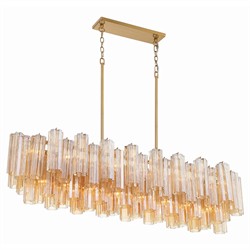 Corin Updated Traditional Amber Glass 14 Light Linear Chandelier|