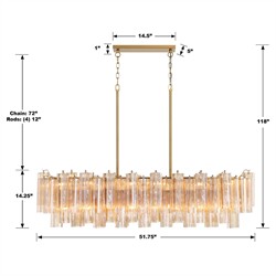 Corin Updated Traditional Amber Glass 14 Light Linear Chandelier|