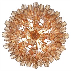 Corin Updated Traditional Amber Glass 16 Light Chandelier|