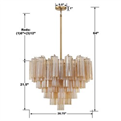 Corin Updated Traditional Amber Glass 12 Light Chandelier|