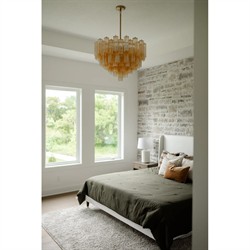 Corin Updated Traditional Amber Glass 12 Light Chandelier|