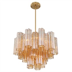 Corin Updated Traditional Amber Glass 6 Light Chandelier|