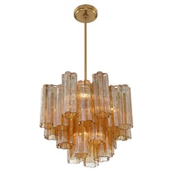 Corin Updated Traditional Amber Glass 4 Light Chandelier|