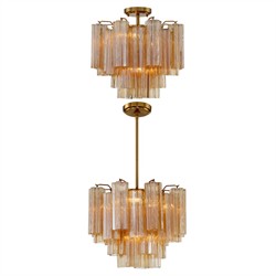 Corin Updated Traditional Amber Glass 4 Light Chandelier|