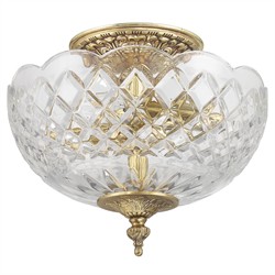 Cassandra Updated Traditional Crystal Bowl Brass 2 Light Semi Flush Mount|