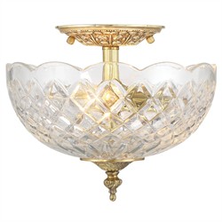 Cassandra Updated Traditional Crystal Bowl Brass 2 Light Semi Flush Mount|