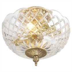 Cassandra Updated Traditional Crystal Bowl Brass 2 Light Semi Flush Mount|