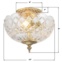 Cassandra Updated Traditional Crystal Bowl Brass 2 Light Semi Flush Mount|