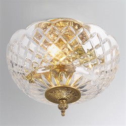 Cassandra Updated Traditional Crystal Bowl Brass 2 Light Semi Flush Mount|