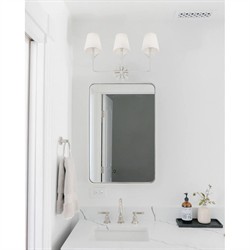 Liora Updated Traditional White Silk Shade Steel 3 Light Bath Sconce|
