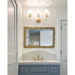 Liora Traditional White Silk Shade Antique Gold 3 Light Bath Sconce|