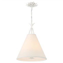 Liora Updated Traditional White Silk Shade Matte White Pendant|