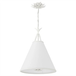 Liora Updated Traditional White Silk Shade Matte White Pendant|