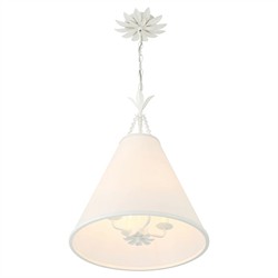 Liora Updated Traditional White Silk Shade Matte White Pendant|