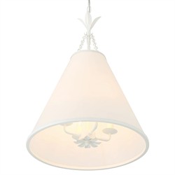 Liora Updated Traditional White Silk Shade Matte White Pendant|