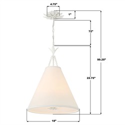 Liora Updated Traditional White Silk Shade Matte White Pendant|