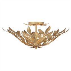 Liora Updated Traditional Antique Gold Leaf Steel 4 Light Semi Flush Mount|