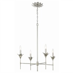 Liora Updated Traditional White Silk Shade Antique Silver Chandelier|