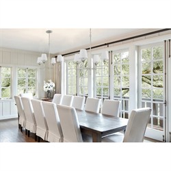 Liora Updated Traditional White Silk Shade Antique Silver Chandelier|