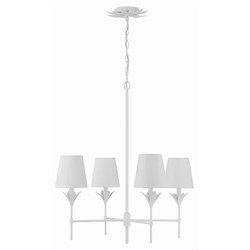 Liora Updated Traditional White Silk Shade Matte White Chandelier|