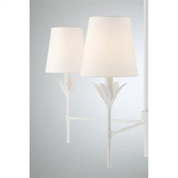 Liora Updated Traditional White Silk Shade Matte White Chandelier|