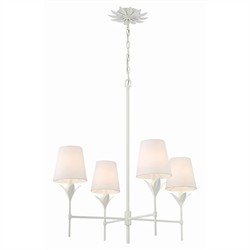 Liora Updated Traditional White Silk Shade Matte White Chandelier|