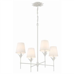 Liora Updated Traditional White Silk Shade Matte White Chandelier|