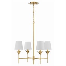 Liora Updated Traditional White Silk Shade Antique Gold Chandelier|