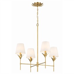 Liora Updated Traditional White Silk Shade Antique Gold Chandelier|