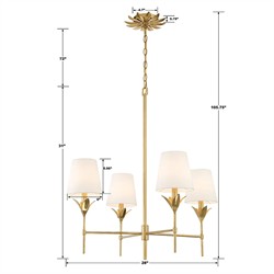 Liora Updated Traditional White Silk Shade Antique Gold Chandelier|