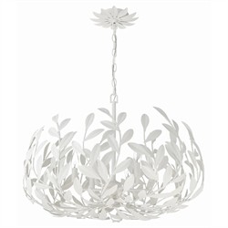 Liora Updated Traditional Matte White Leaf Steel 6 Light Chandelier|