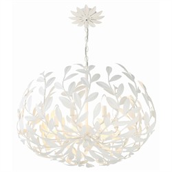 Liora Updated Traditional Matte White Leaf Steel 6 Light Chandelier|