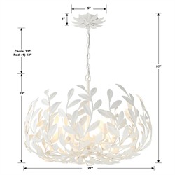Liora Updated Traditional Matte White Leaf Steel 6 Light Chandelier|