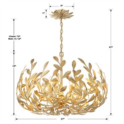 Liora Updated Traditional Antique Gold Leaf Steel 6 Light Chandelier|
