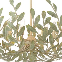 Liora Updated Traditional Champagne Green Leaf Steel 6 Light Chandelier|