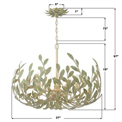 Liora Updated Traditional Champagne Green Leaf Steel 6 Light Chandelier|