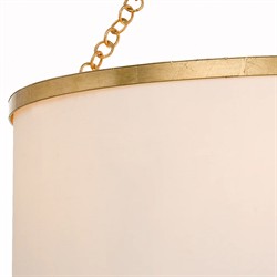 Liora Updated Traditional White Silk Drum Shade Antique Gold 6 Light Chandelier|