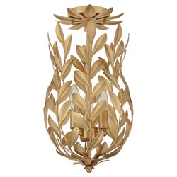 Liora Updated Traditional Antique Gold Leaf Steel 3 Light Semi Flush Mount|