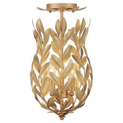Liora Updated Traditional Antique Gold Leaf Steel 3 Light Semi Flush Mount|