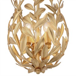 Liora Updated Traditional Antique Gold Leaf Steel 3 Light Semi Flush Mount|