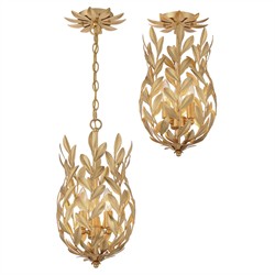 Liora Updated Traditional Antique Gold Leaf Steel 3 Light Semi Flush Mount|