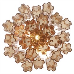 Corin Updated Traditional Amber Glass Aged Brass 4 Light Semi Flush Mount|